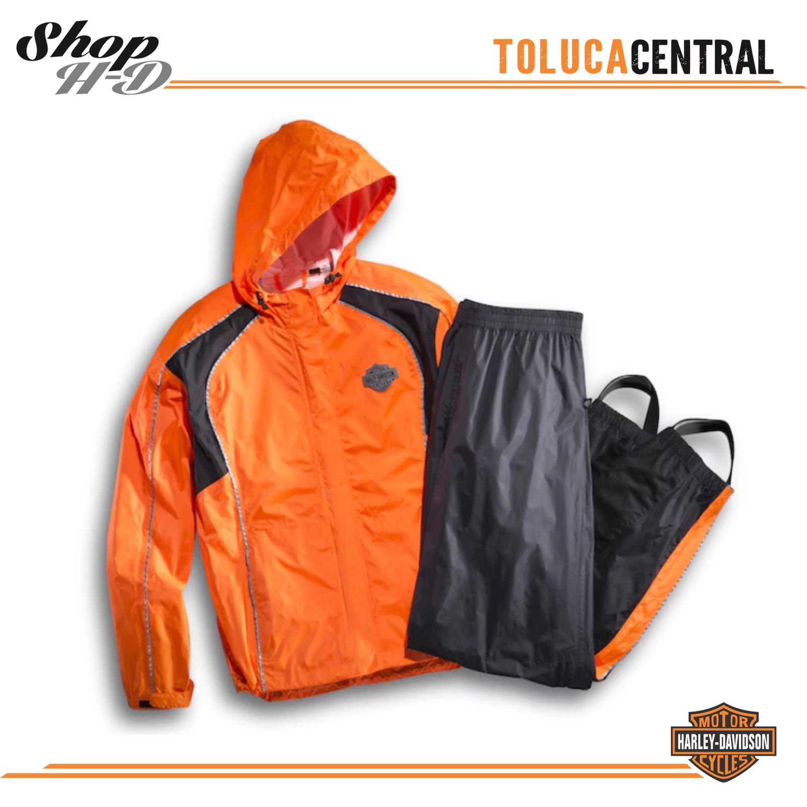 Harley-Davidson® Womens Hi-Vis Orange Rain Suit Waterproof Jacket/Pant