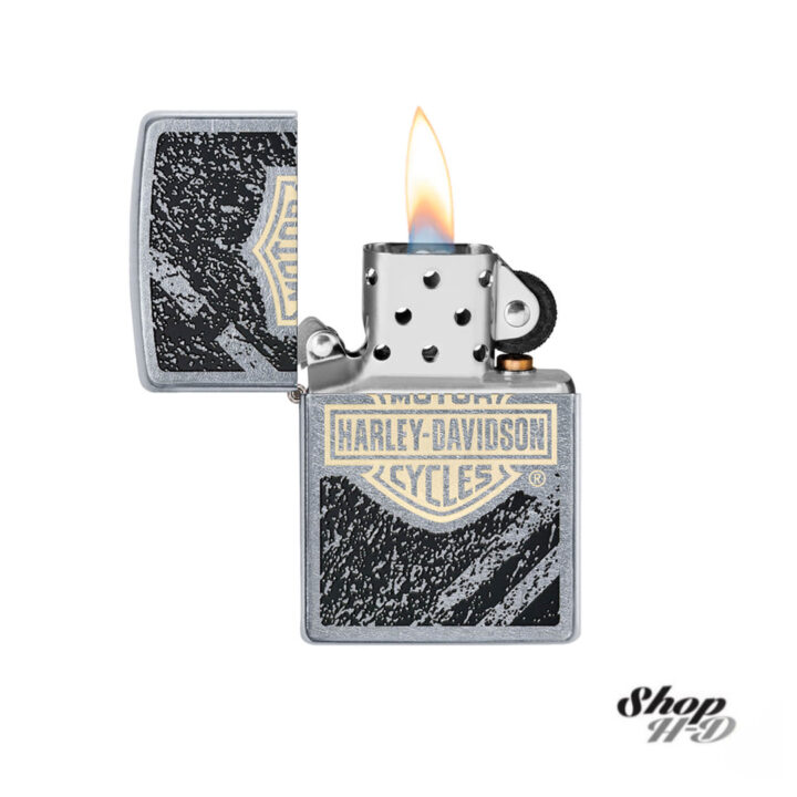 ENCENDEDOR ZIPPO HARLEY DAVIDSON CROMADO DISEÑO ASFALTO - Imagen 2