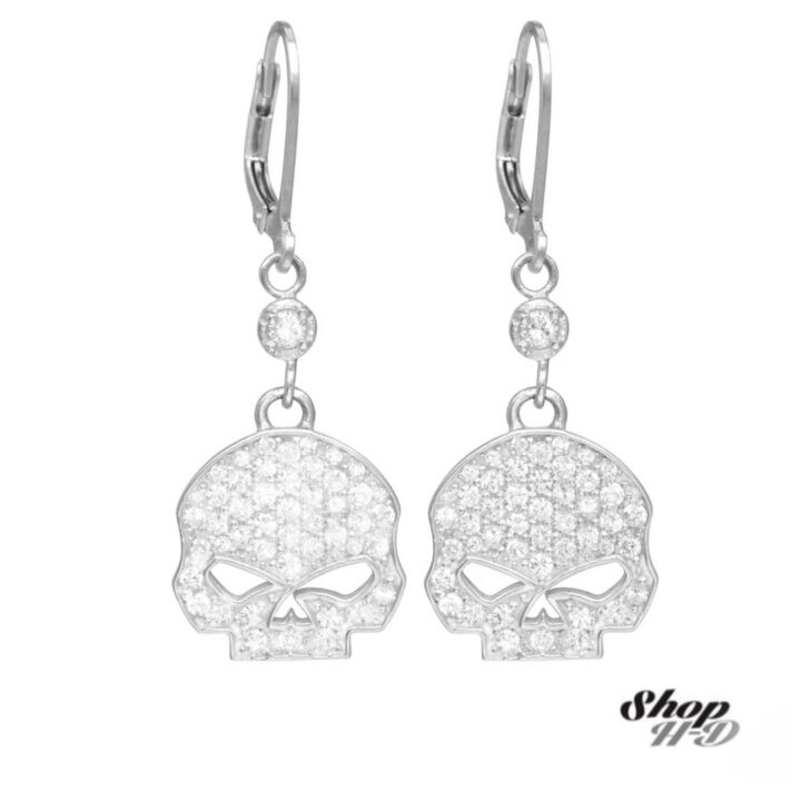 ARETE PARA MUJER, DISEÑO DE CALAVERA, COLOR PLATEADO - Imagen 2