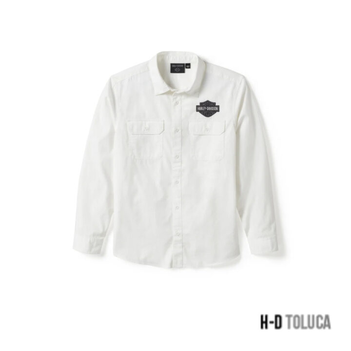 CAMISA BAR & SHIELD SOLID LONG SLEEVE - BRIGHT WHITE