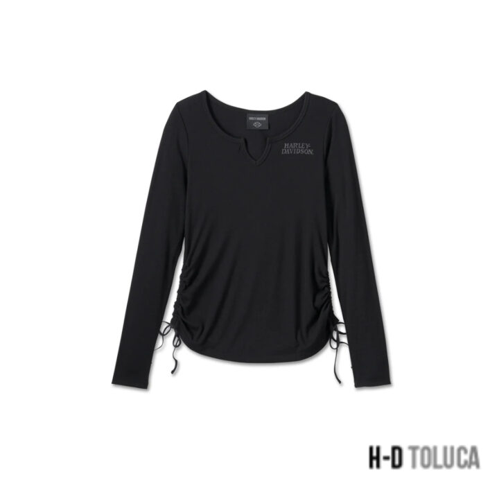 BLUSA PARA MUJER WILLIE G ® SKULL TIE NOTCH NECK KNIT TOP