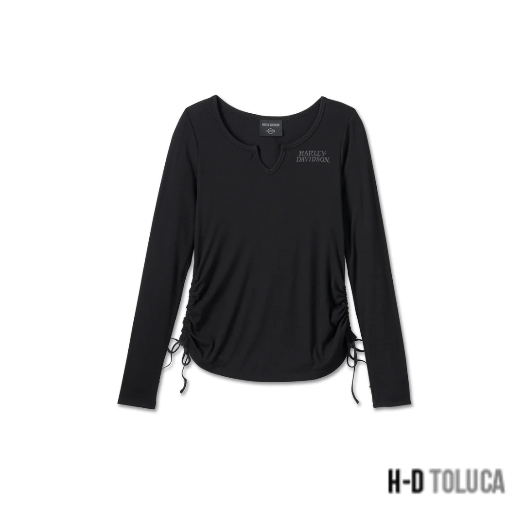BLUSA PARA MUJER WILLIE G ® SKULL TIE NOTCH NECK KNIT TOP
