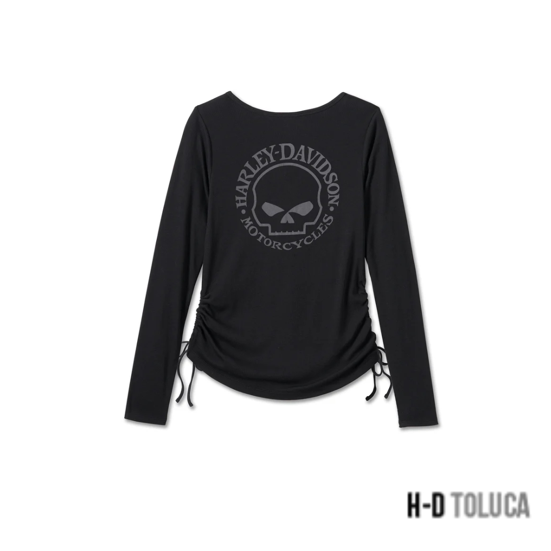 BLUSA PARA MUJER WILLIE G ® SKULL TIE NOTCH NECK KNIT TOP - Image 2