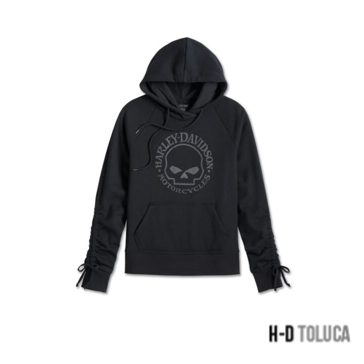 SUDADERA CON CAPUCHA PARA MUJER WILLIE G ® SKULL TIE SLEEVE HOODIE