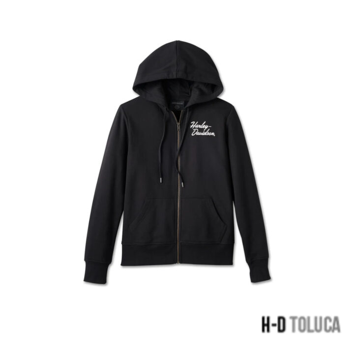 SPECIAL BAR & SHIELD ZIP FRONT HOODIE PARA MUJER - BLACK BEAUTY