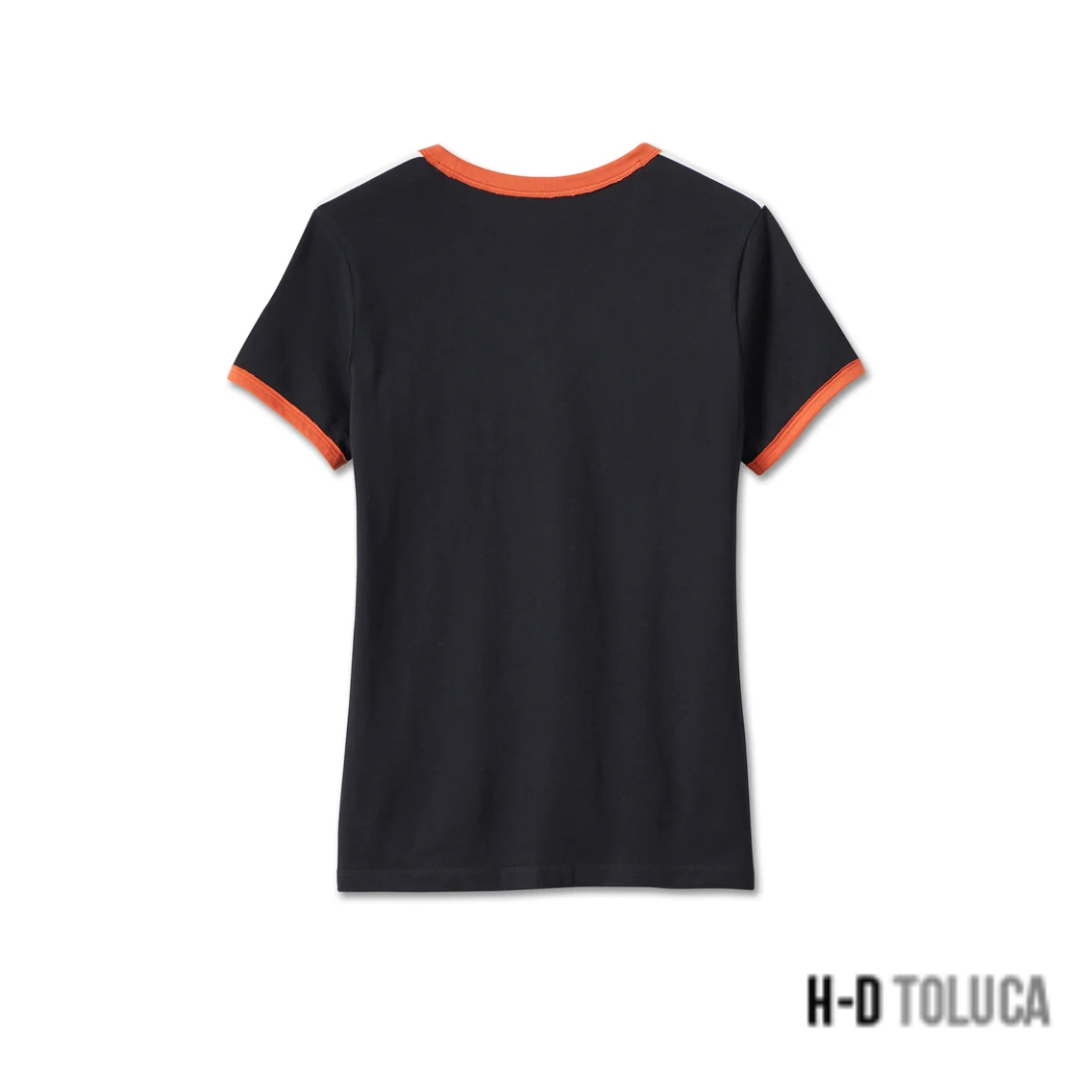 WOMEN'S ICONIC V-NECK SHOULDER STRIPE TEE - Image 2