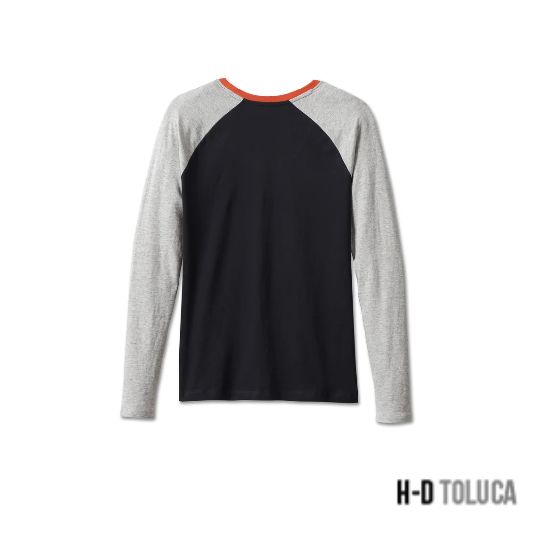 FIRST-CLASS LONG SLEEVE RAGLAN TEE PARA MUJER - COLORBLOCKED - BLACK BEAUTY - Image 2