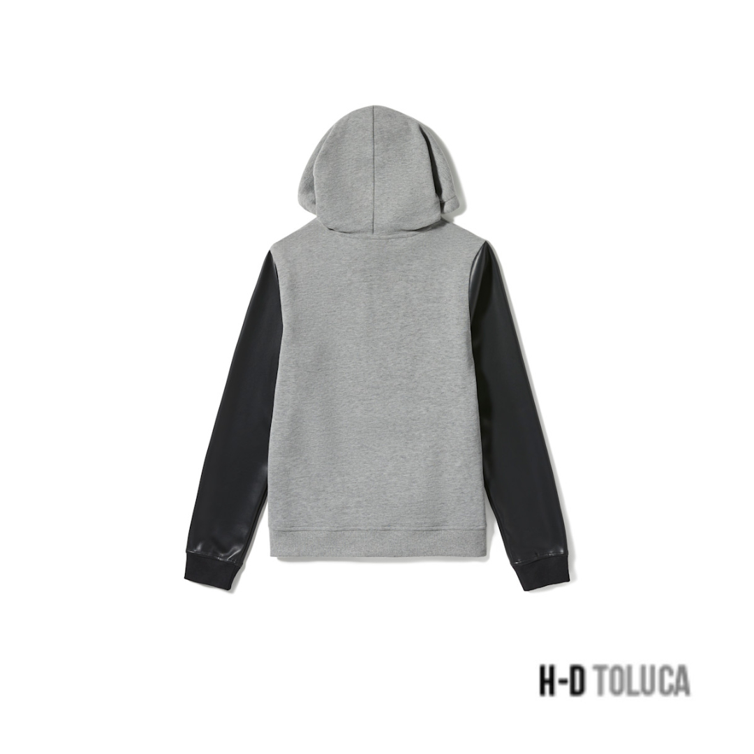 SUDADERA CON CAPUCHA FAUX LEATHER SLEEVE PULLOVER - Image 2