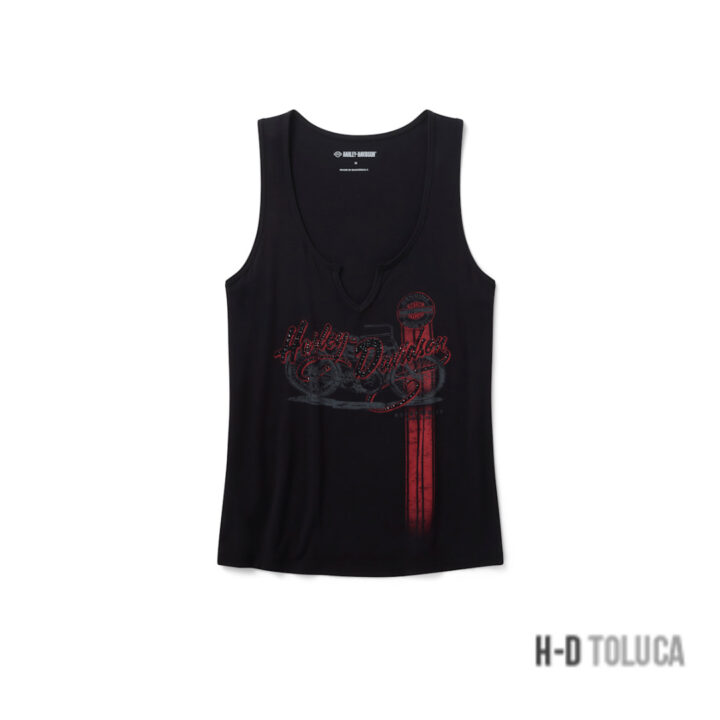 TOP SIN MANGAS BLING RALLY N RIDE NOTCH NECK PARA MUJER - HARLEY BLACK