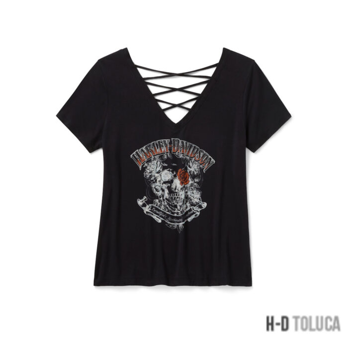 CAMISETA BLING H-D® AFTERLIFE SHORT SLEEVE LACED BACK - HARLEY BLACK