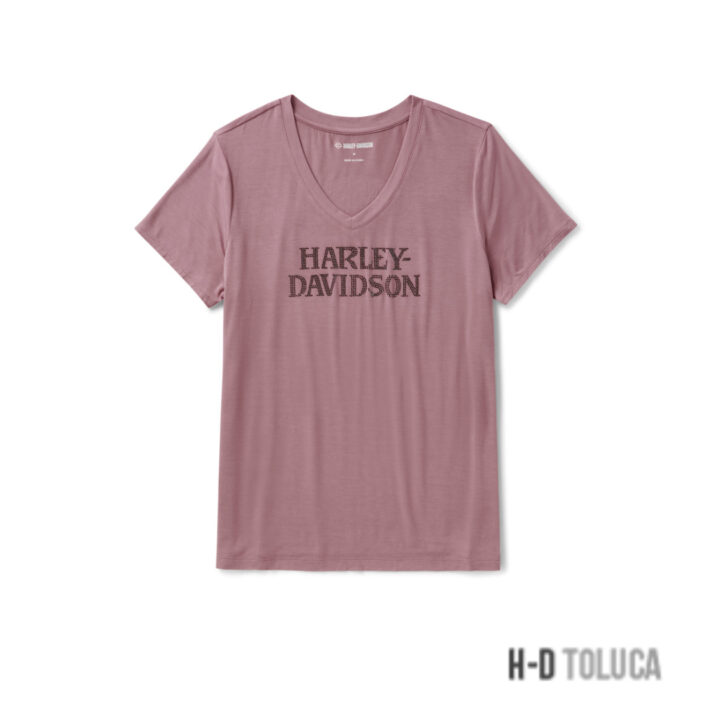 CAMISETA WILLIE G SKULL BLING V-NECK PARA MUJER - NOSTALGIA ROSE