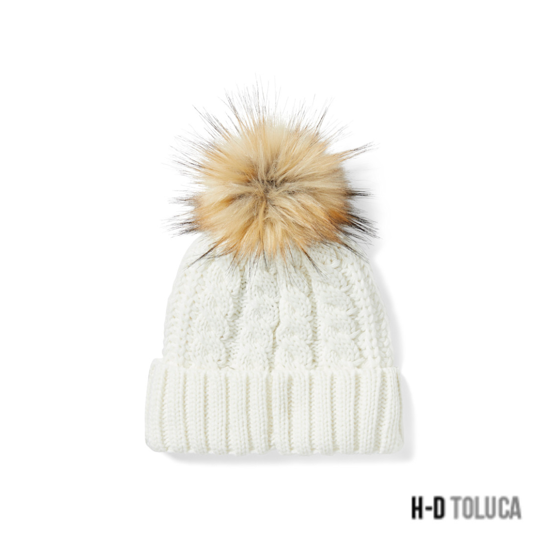 GORRO LEATHER PATCH POM BEANIE PARA MUJER - CLOUD DANCER - Image 2